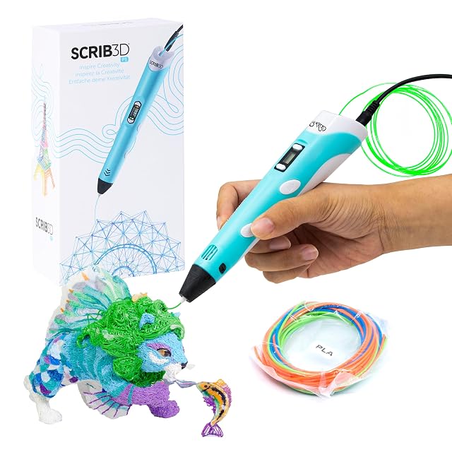 SCRIB3D P1 3D-Druckstift mit kleinem Display und einer Rolle PLA-Filament