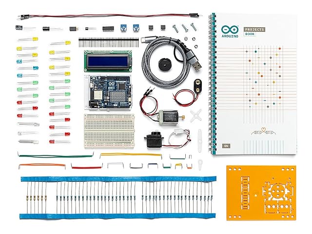 Karton des Arduino Starter Kit R4 mit Platine UNO R4 WiFi und Projektbuch