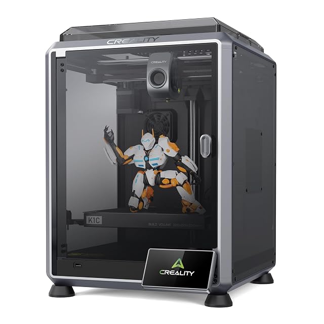 Geschlossener CoreXY-3D-Drucker Creality K1C mit getönter Tür und Touchscreen vorn