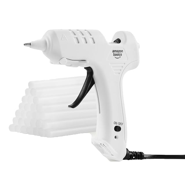 Weiße Heißklebepistole Amazon Basics mit Klebesticks