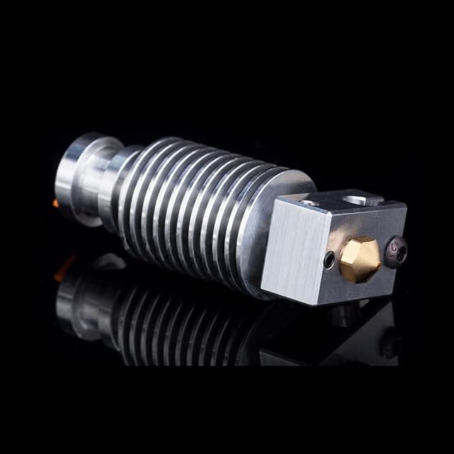 Montiertes silbernes V6-Hotend mit geripptem Kühlkörper, Heizblock und Messingdüse, ohne Verkabelung