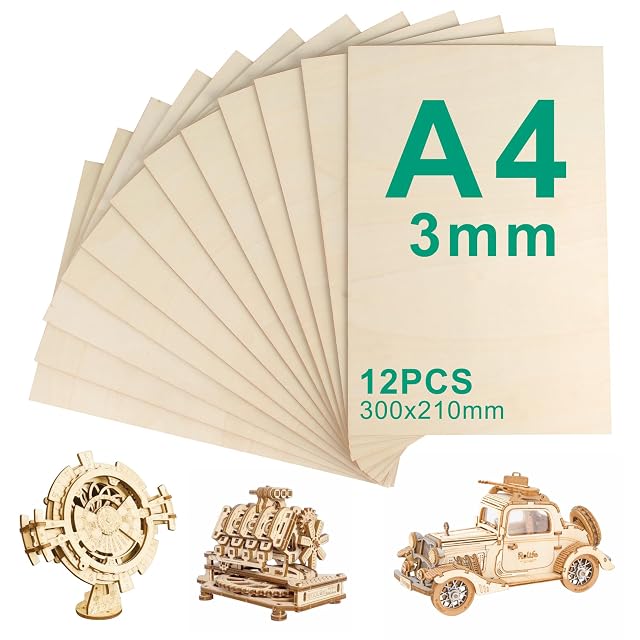 Aufgefächerte Sperrholzplatten mit Aufdruck A4 3mm 12PCS 300 × 210mm, mit Holzmodellbausätzen