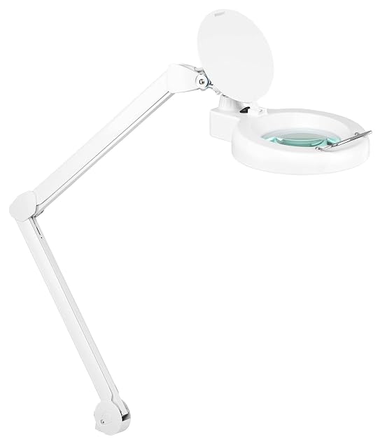 Weiße Lupenleuchte Showlite LL-6085D mit langem Gelenkarm und Linsenabdeckung