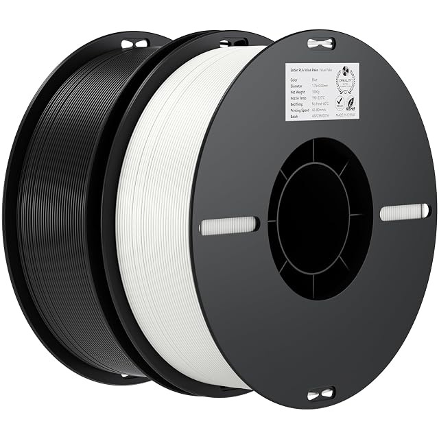 Zwei Spulen Creality Ender PLA-Filament in Schwarz und Weiß