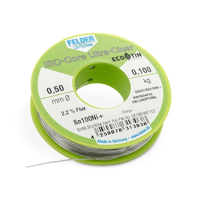FELDER-Rolle ISO-Core Ultra-Clear, 0,50 mm, 0,100 kg, Flussmittel 2,2 %, Sn100Ni+, vertrieben von GALLUNOPTIMAL