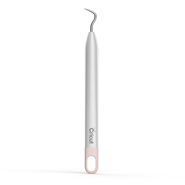 Silberner Cricut-Entgitterhaken mit feiner Hakenspitze und rosa Aufhängeschlaufe